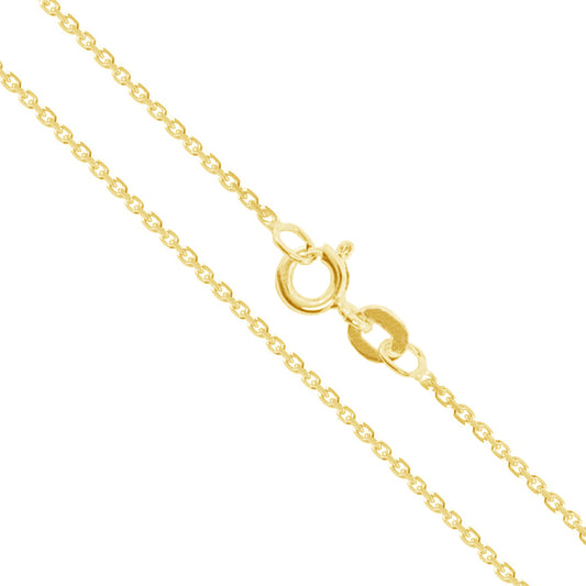 14k Yellow Gold Solid Cable Chain Round Rolo Link 0.9mm Necklace