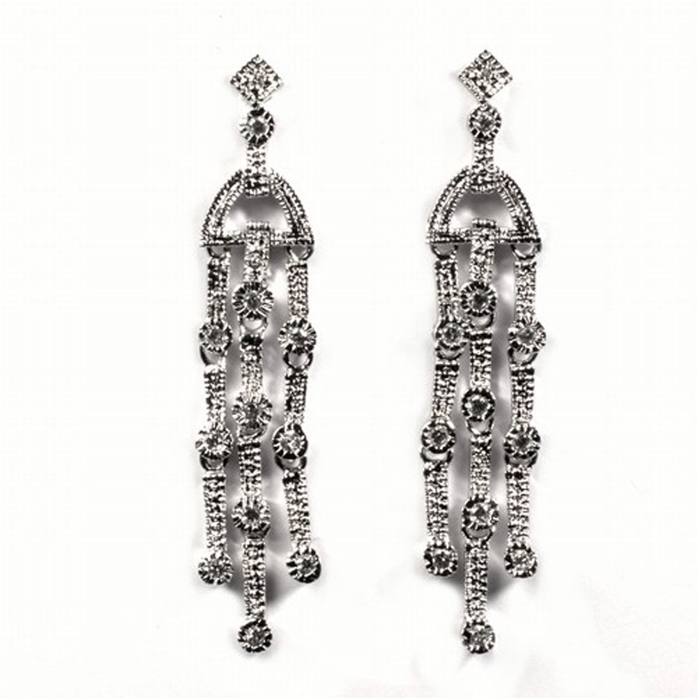 Sterling Silver Elegant Chandelier Dangling Journey Teardrop Earrings Clear CZ