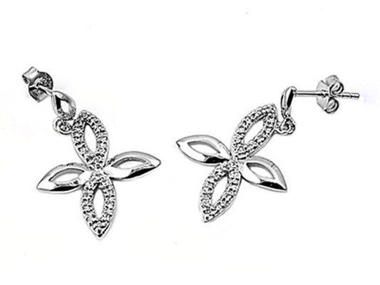 Earrings Clear Simulated CZ .925 Sterling Silver