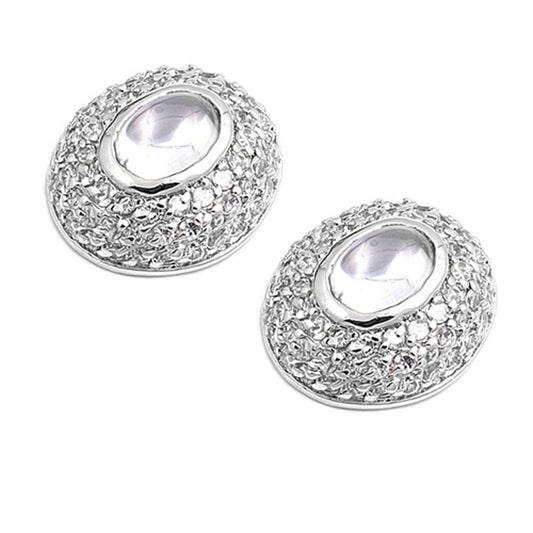 Micro Pave Earrings Clear Simulated CZ .925 Sterling Silver