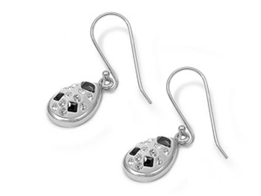 Mosaic Teardrop Earrings Black Simulated CZ Clear Simulated CZ .925 Sterling Silver