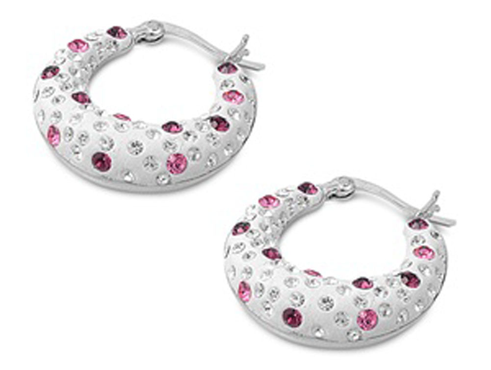 Mosaic Earrings Clear Simulated CZ Pink Simulated CZ .925 Sterling Silver