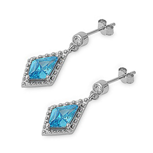 Earrings Blue Simulated Topaz .925 Sterling Silver