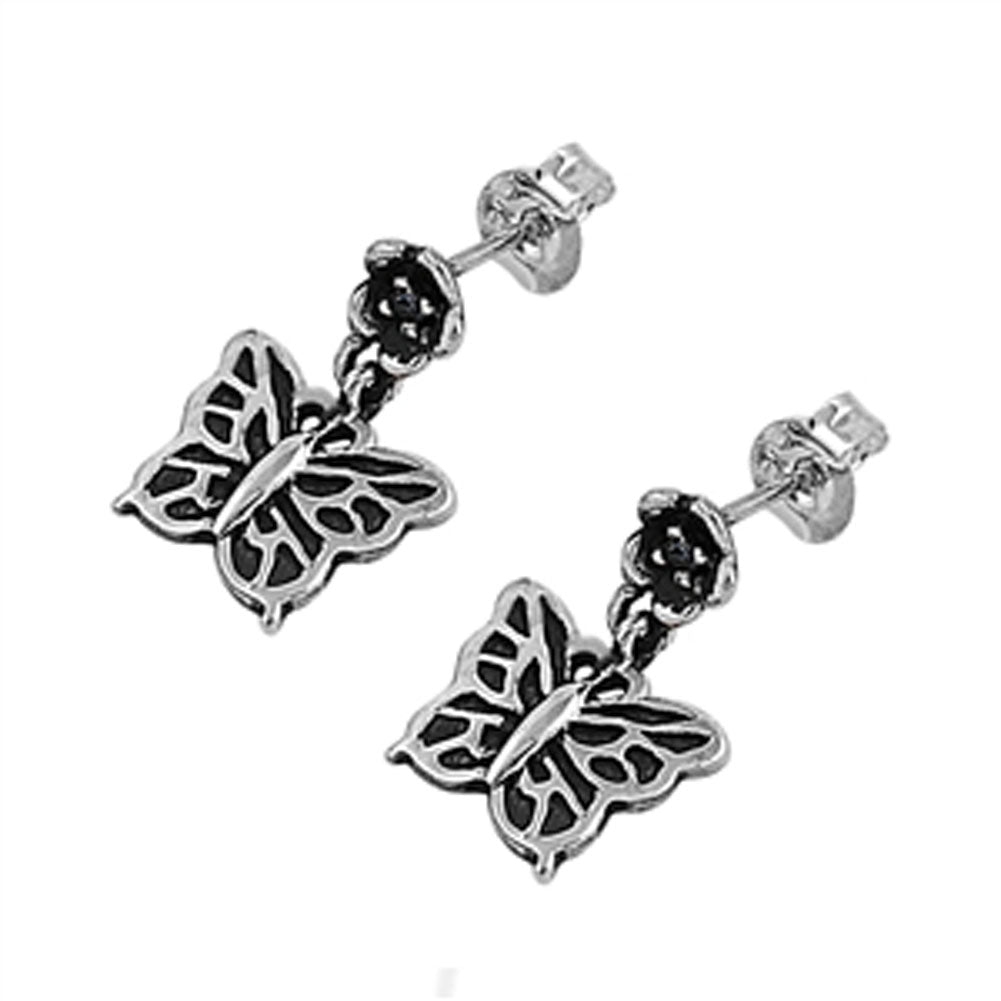 Butterfly Hanging Earrings .925 Sterling Silver