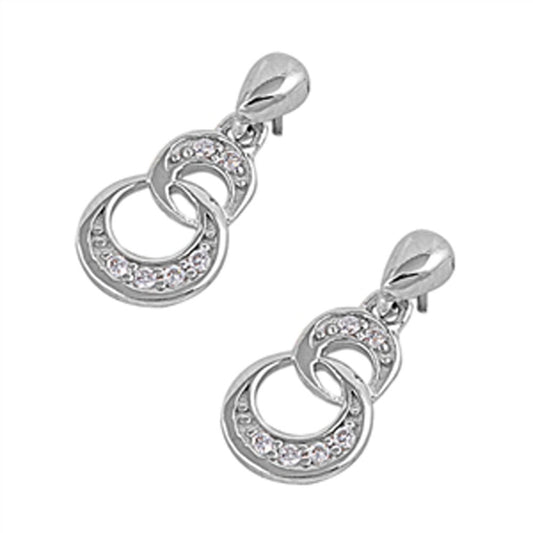 Circle Knot Earrings Clear Simulated CZ .925 Sterling Silver