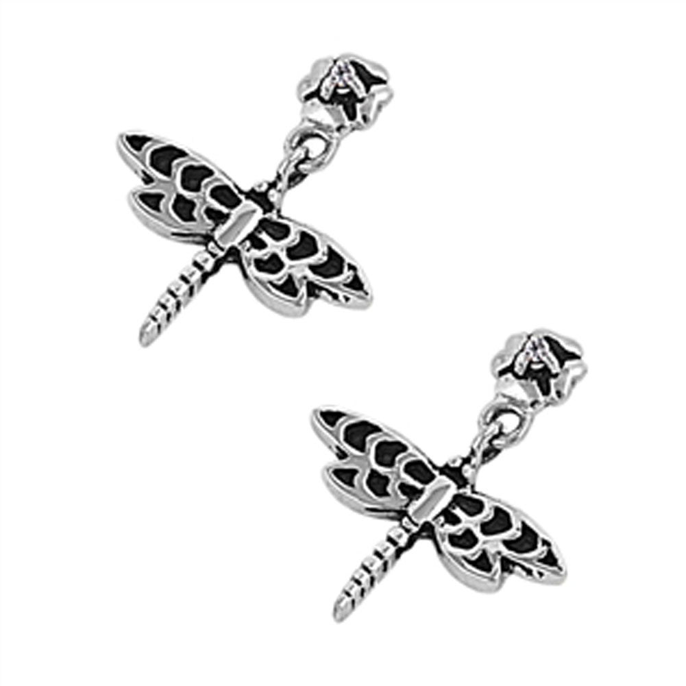 Dragonfly Hanging Earrings .925 Sterling Silver