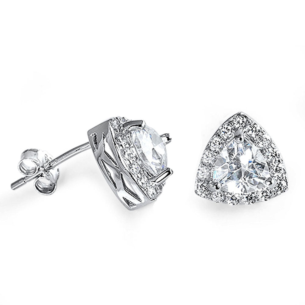 Halo Trillion Earrings Clear Simulated CZ .925 Sterling Silver