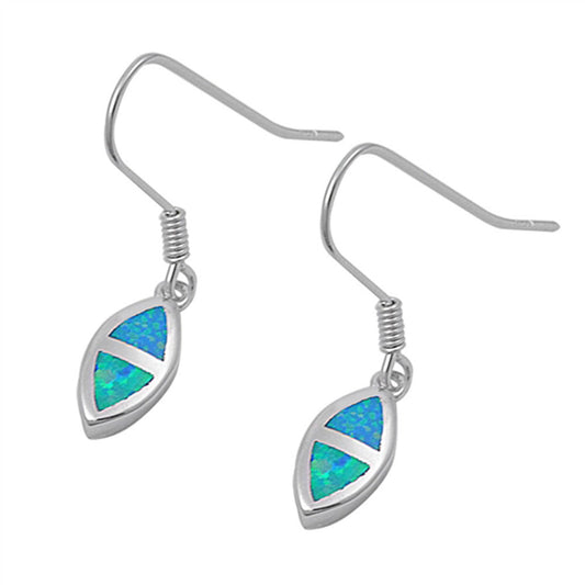 Marquise Earrings Blue Simulated Opal .925 Sterling Silver