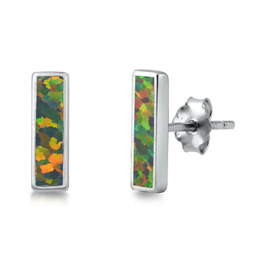 Sterling Silver Unique Mystic Synthetic Opal Stud Fashion Earrings 925 New