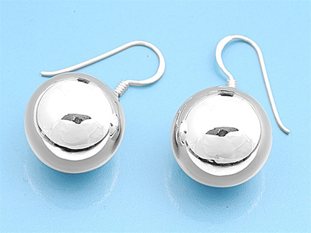 High Polish Shiny Ball Circle .925 Sterling Silver Sphere Round Earrings