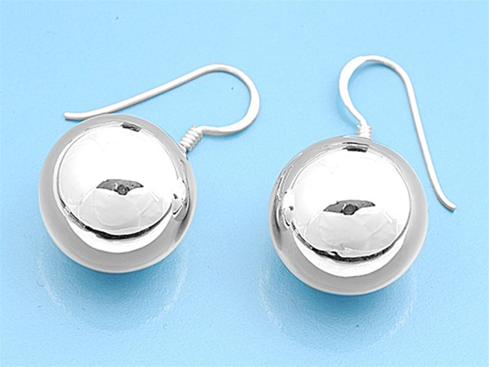 Shiny High Polish Ball Circle .925 Sterling Silver Round Sphere Earrings