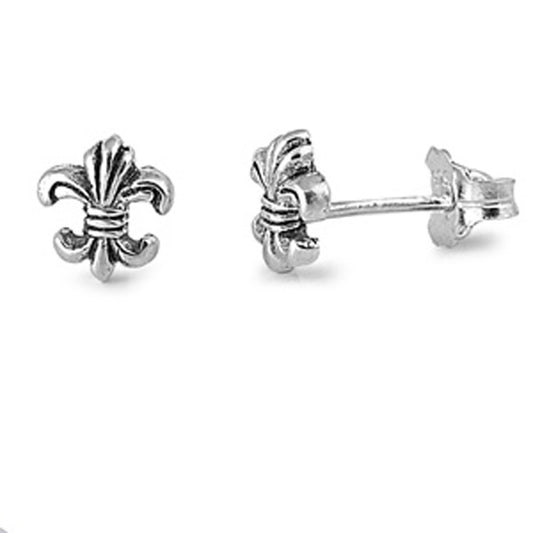Fleur De Lis Stud Earrings .925 Sterling Silver