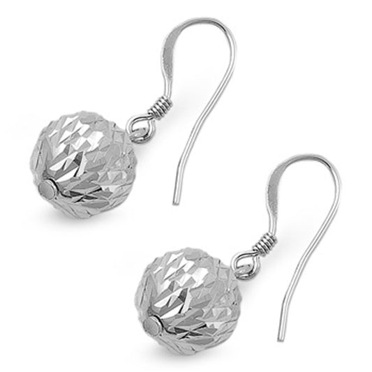 Ball Diamond-Cut Earrings .925 Sterling Silver