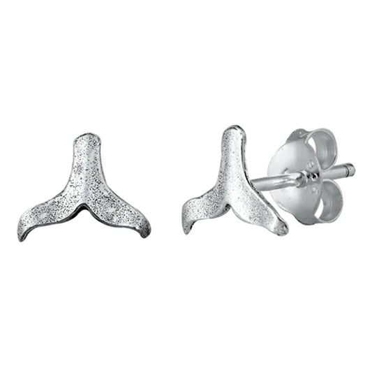Whale Tail Stud Earrings .925 Sterling Silver