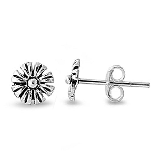 Sunflower Flower Stud Earrings .925 Sterling Silver