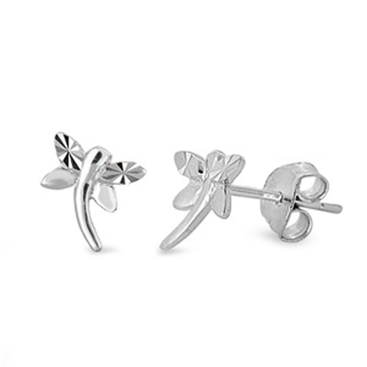 Dragonfly Diamond-Cut Stud Earrings .925 Sterling Silver