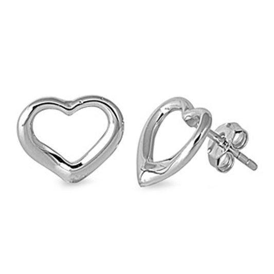 Heart Stud Earrings .925 Sterling Silver