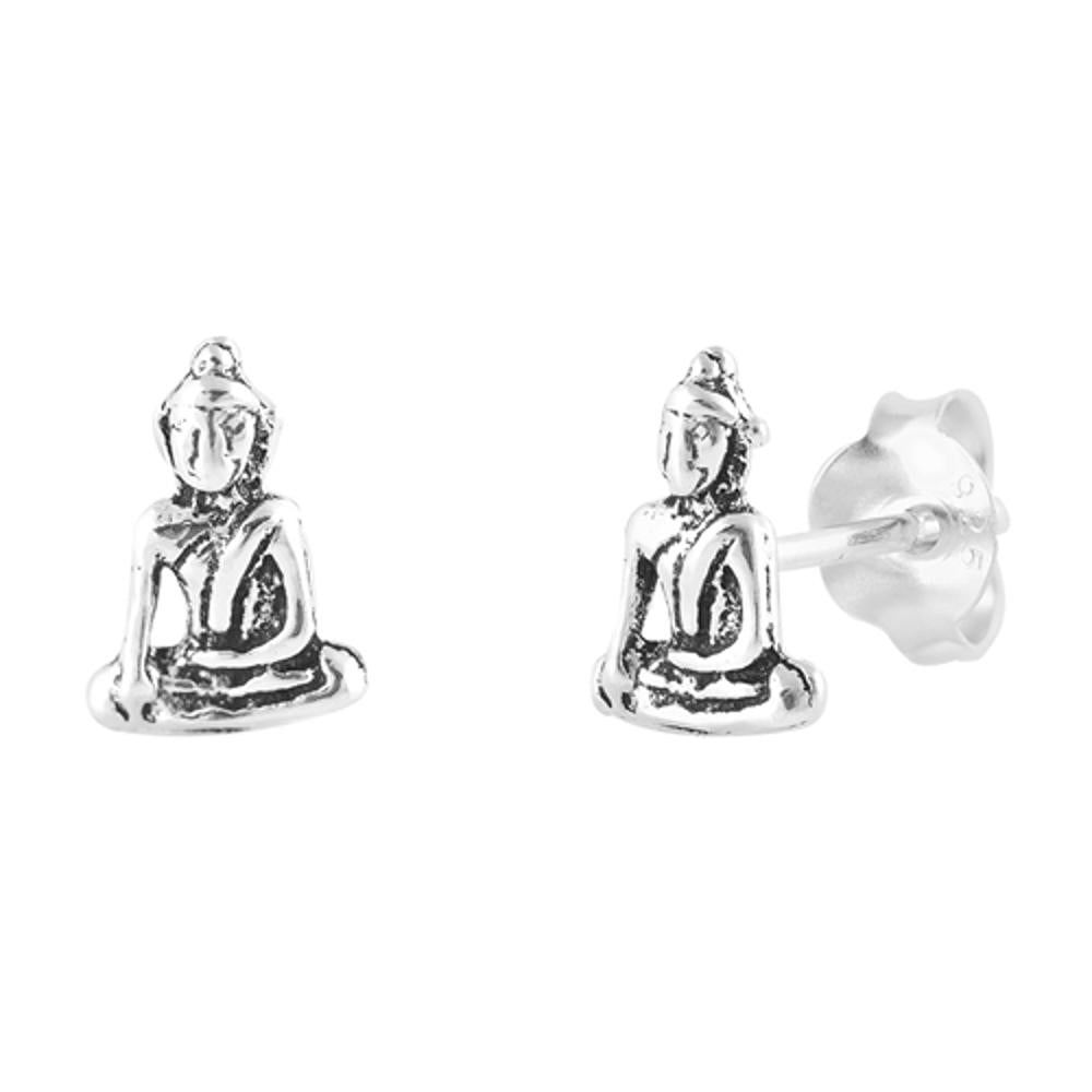 Buddha Stud Earrings .925 Sterling Silver