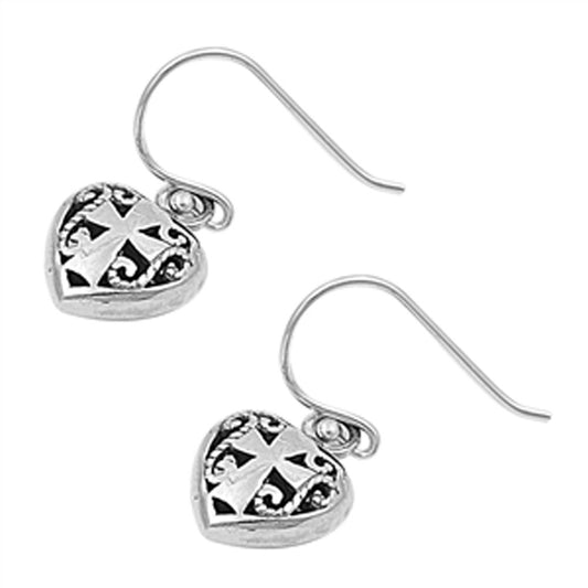 Heart Cross Earrings .925 Sterling Silver