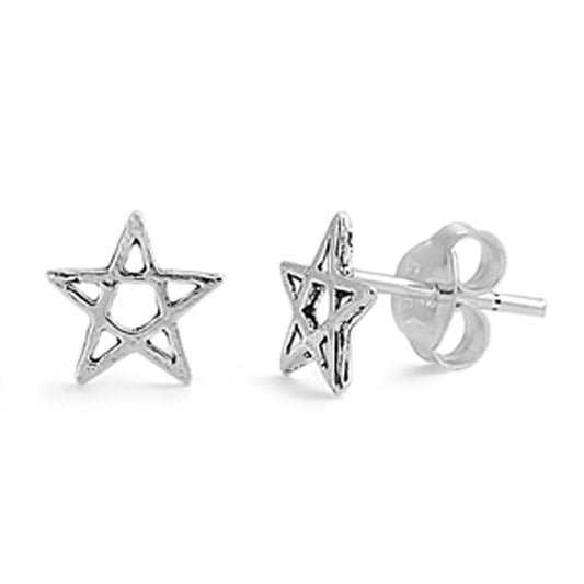 Star Pentagram Stud Earrings .925 Sterling Silver