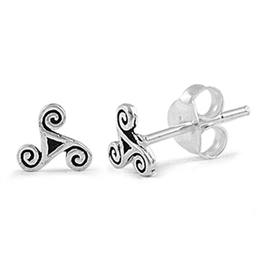 Celtic Swirl Stud Earrings .925 Sterling Silver