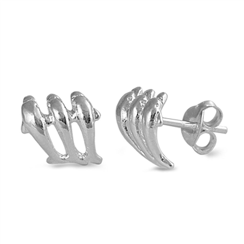 Dolphin Stud Earrings .925 Sterling Silver