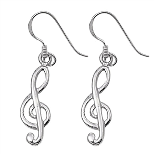 Treble Filigree Clef Note Scroll .925 Sterling Silver Curl Sheet Music Stud Earrings