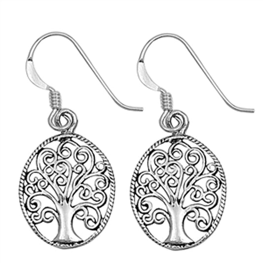 Twisted Branch Knot Oval Tree of Life Rope .925 Sterling Silver Endless Earrings