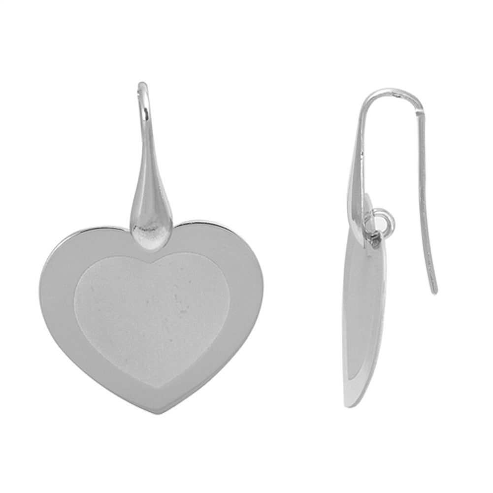 Flat Shape Minimalist Promise Heart Classic .925 Sterling Silver Simple Earrings