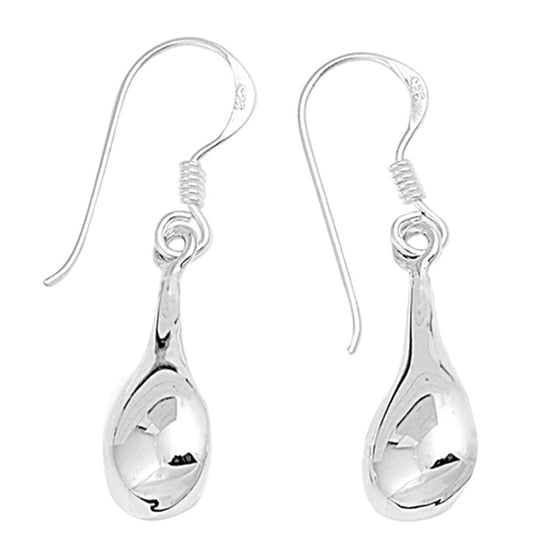 Abstract Shiny Teardrop Dangle Modern .925 Sterling Silver Minimalist Earrings
