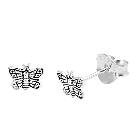 Animal Tiny Detailed Butterfly Cute .925 Sterling Silver Small Insect Stud Earrings
