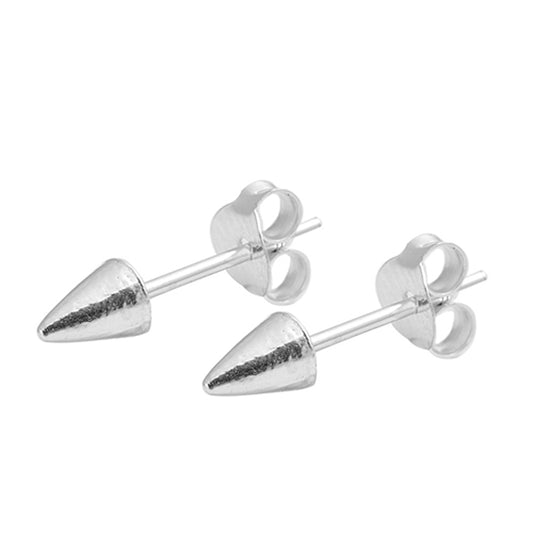 Pointy Cone High Polish Spike Geometric .925 Sterling Silver Simple Minimalist Stud Earrings