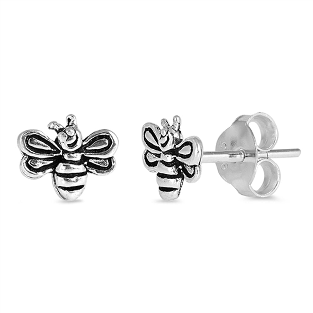 Sterling Silver Bug Bumble Bee Animal Cute Happy Face Smile Insect Earrings 925