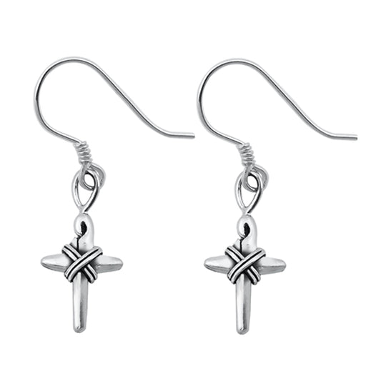 Sterling Silver Weave Cross Knot Rope Criss Cross Christian Earrings 925 New