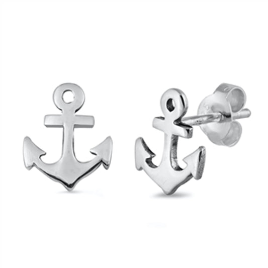 Sterling Silver Anchor Nautical Simple Ocean Beach Earrings 925 New