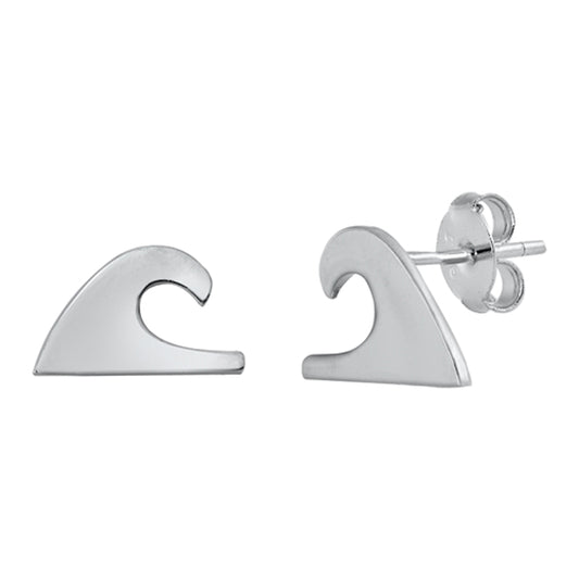 Sterling Silver Beach Ocean Wave Modern Minimalist Simple Water Earrings 925 New