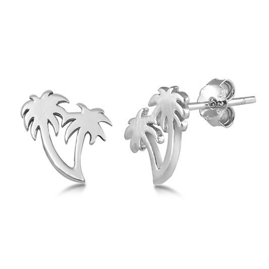 Sterling Silver Palm Trees Nature Tropical Ocean Beach Earrings 925 New