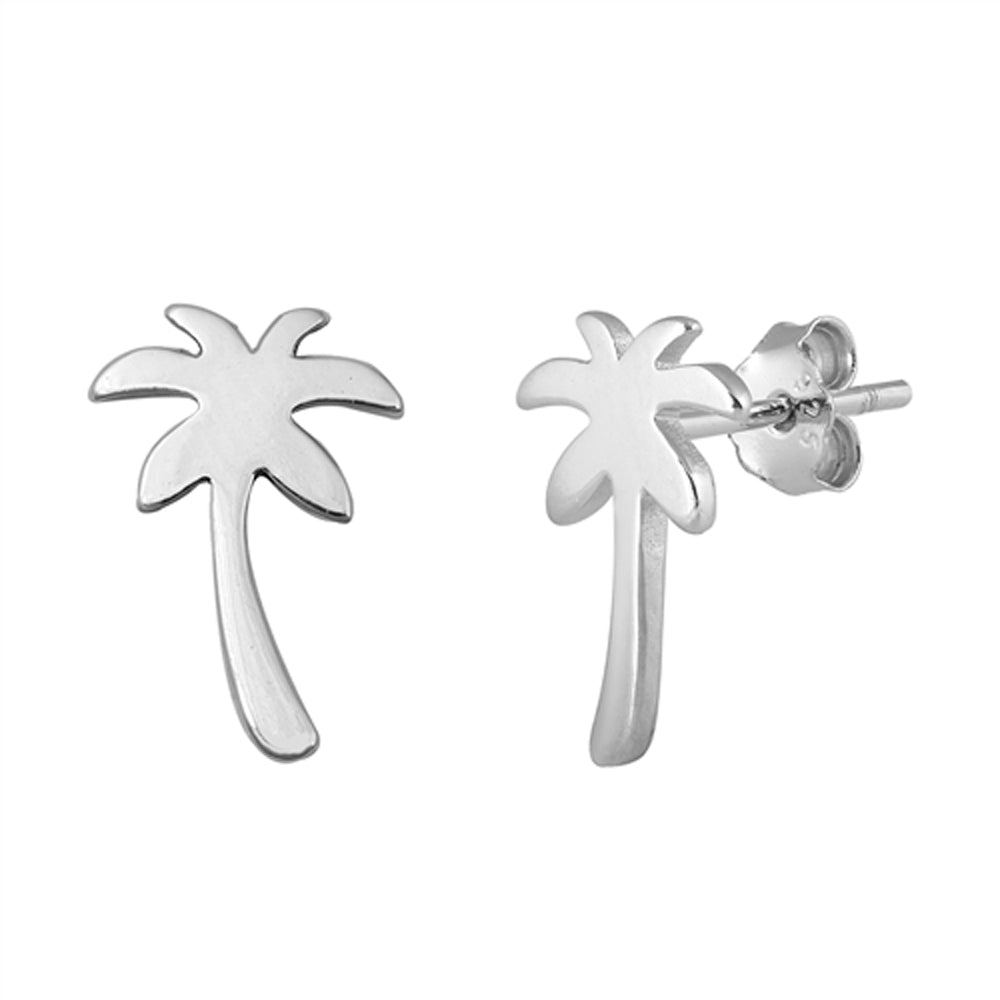 Sterling Silver Palm Tree Tropical Nature Beach Ocean Earrings 925 New