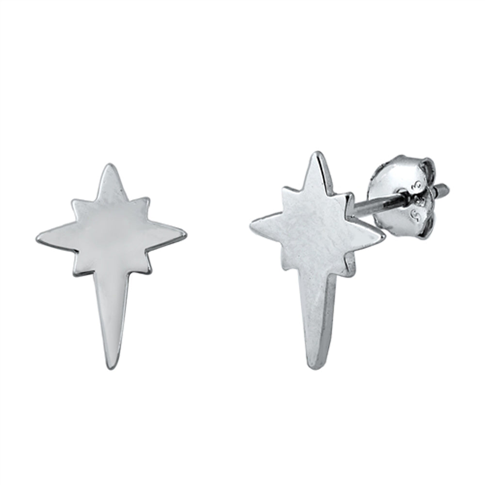 Sterling Silver Northern Star High Polish Flat Sparkle Twinkle Earrings 925 New