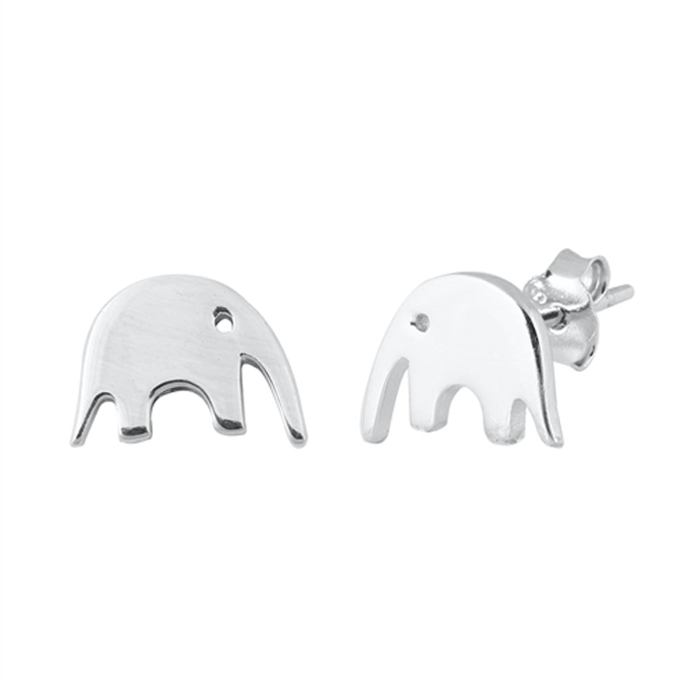 Sterling Silver Unique Elephant Modern Minimalist Simple Animal Earrings 925 New