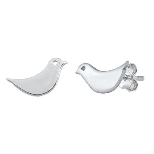 Sterling Silver Little Dove Bird High Polish Animal Cute Peace Earrings 925 New