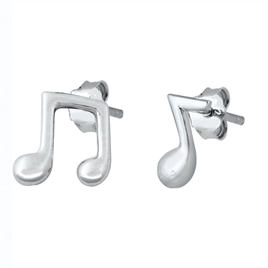 Sterling Silver Music Note High Polish Simple Musical Earrings 925 New
