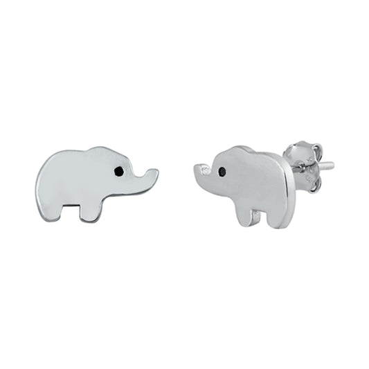Sterling Silver Cute Elephant Animal High Polish Simple Earrings 925 New