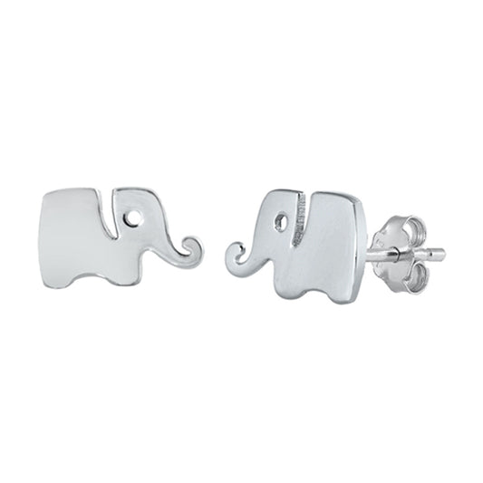 Sterling Silver Cutout Modern Elephant Minimalist Animal Geometric Earrings 925