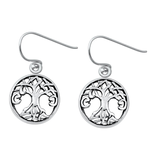 Sterling Silver Celtic Tree of Life Knot Open Nature Earrings 925 New