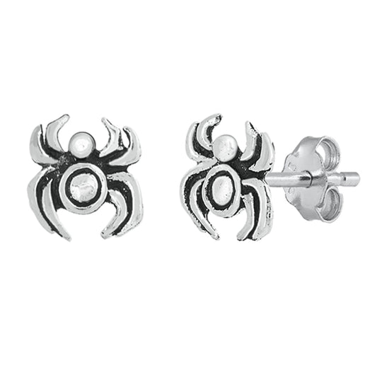Sterling Silver Creepy Spider Black Widow Animal Insect Bug Earrings 925 New