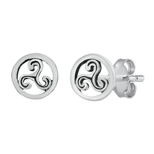 Sterling Silver Celtic Trinity Wave Open Hoop Elegant Simple Earrings 925 New