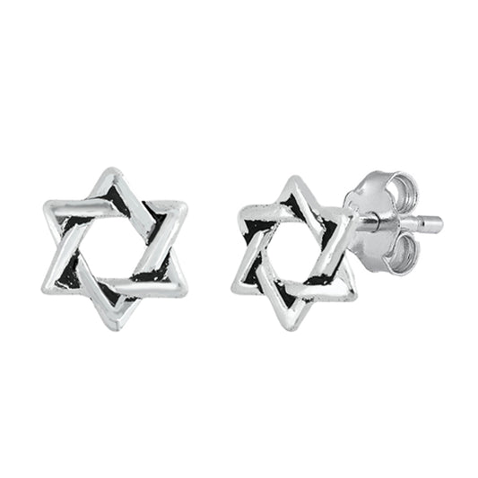 Sterling Silver Jewish Star of David Stud Earrings 925 New