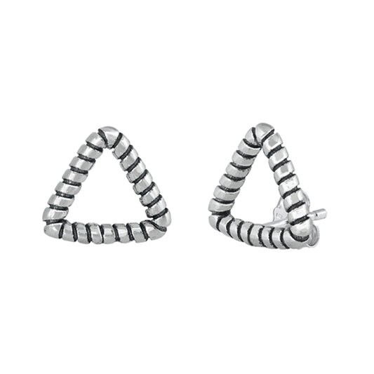 Sterling Silver Rope Triangle Weave Open Geometric Earrings Oxidized 925 New