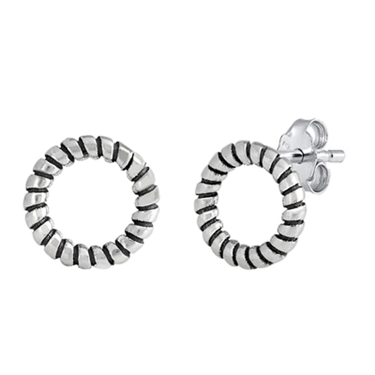Sterling Silver Rope Hoop Elegant Statement Wreath Oxidized Earrings 925 New